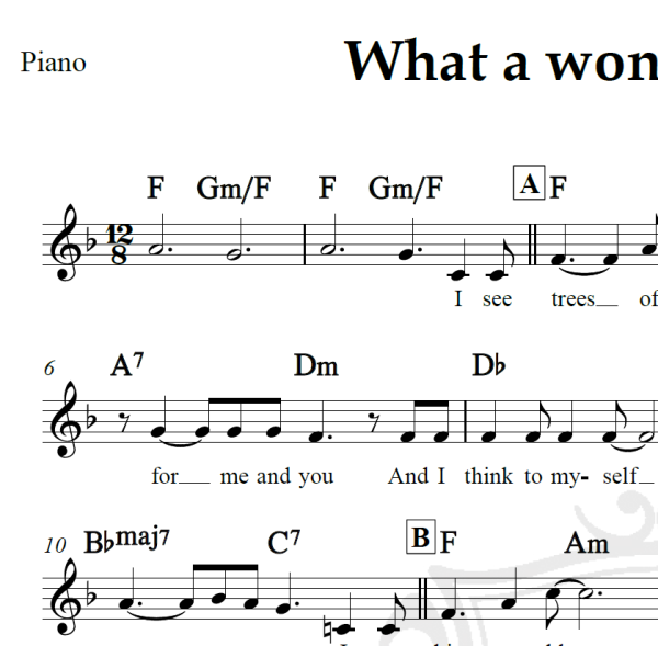 What a wonderful world - Louis Armstrong - Piano/Vocal