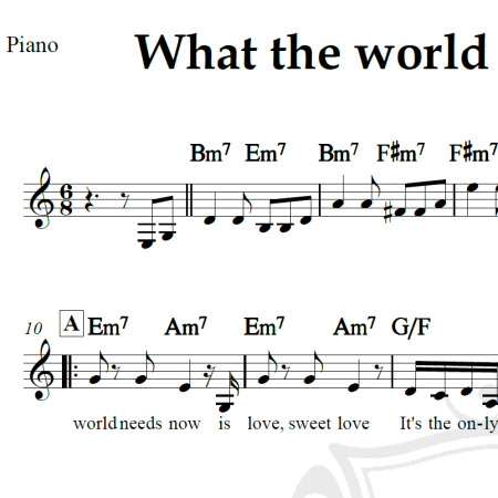 What the world needs now is love -  Dionne Warwick - Piano/Vocal