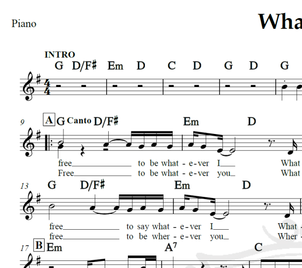 Whatever - Oasis - Piano/Vocal
