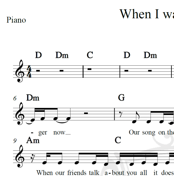 When I was your man - Bruno Mars - Piano/Vocal