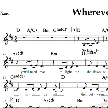 Wherever you will go - The Calling - Piano/Vocal