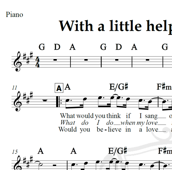 With a little help from my friends - Joe Cocker - Piano/Vocal