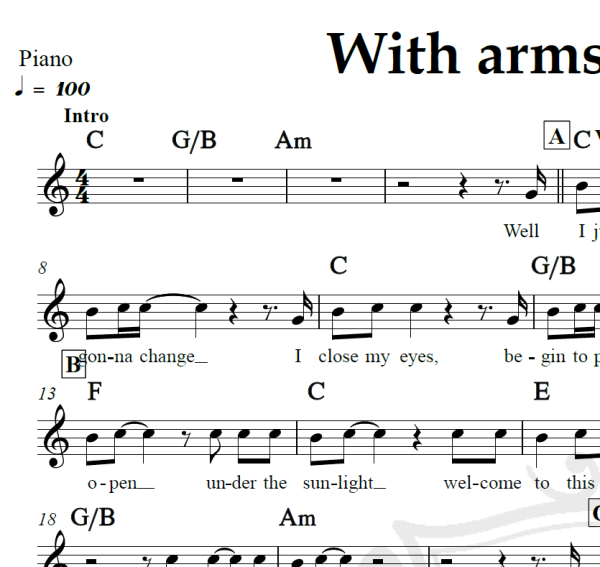 With arms wide open - Creed - Piano/Vocal