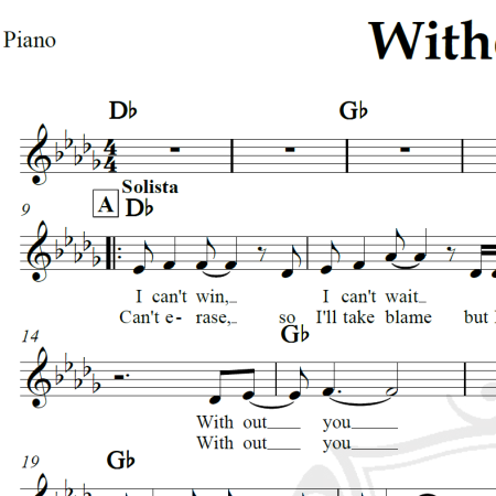 Without you - David Guetta - Piano/Vocal