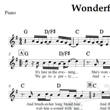 Wonderful tonight - Eric Clapton - Piano/Vocal