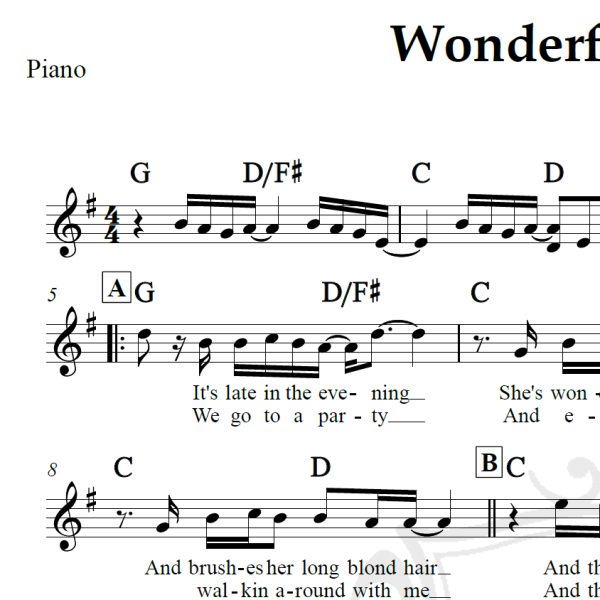 Wonderful tonight - Eric Clapton - Piano/Vocal