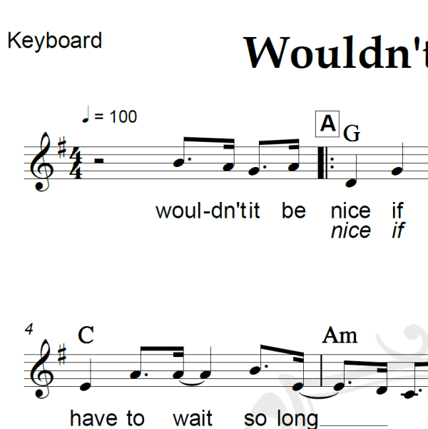 Wouldn't it be nice - The Beach Boys - Piano/Vocal