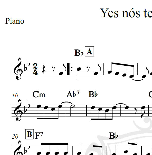 Yes nós temos banana - Piano