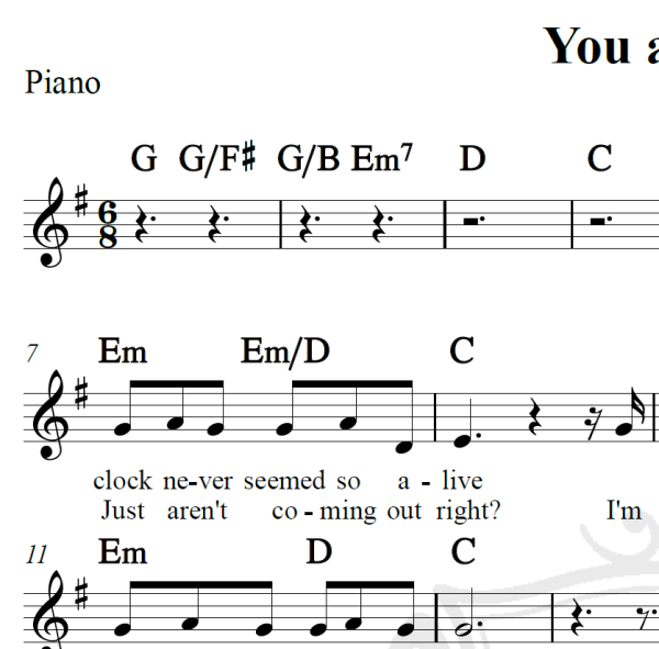 You and me - Lifehouse - Piano/Vocal