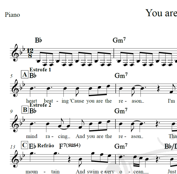 You are the reason - Calum Scott - Piano/Vocal