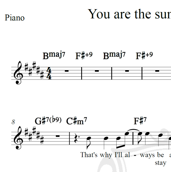 You are the sunshine of my life - Stevie Wonder - Piano/Vocal