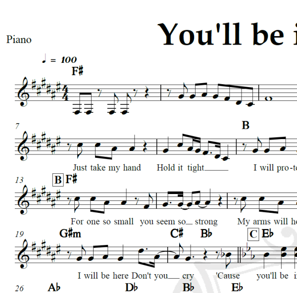 You'll be in my heart - Phill Collins - Piano/Vocal