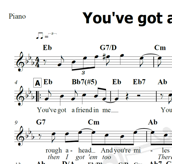You've got a friend in me - Piano/Vocal